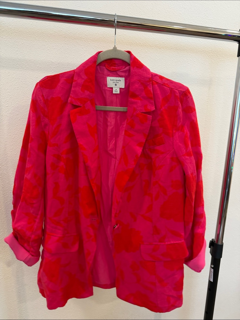 kate spade Hot Pink and Red Floral Blazer Jacket